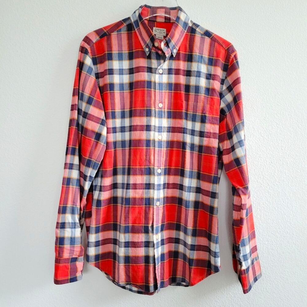J CREW Summer Plaid Cotton Button Down, M